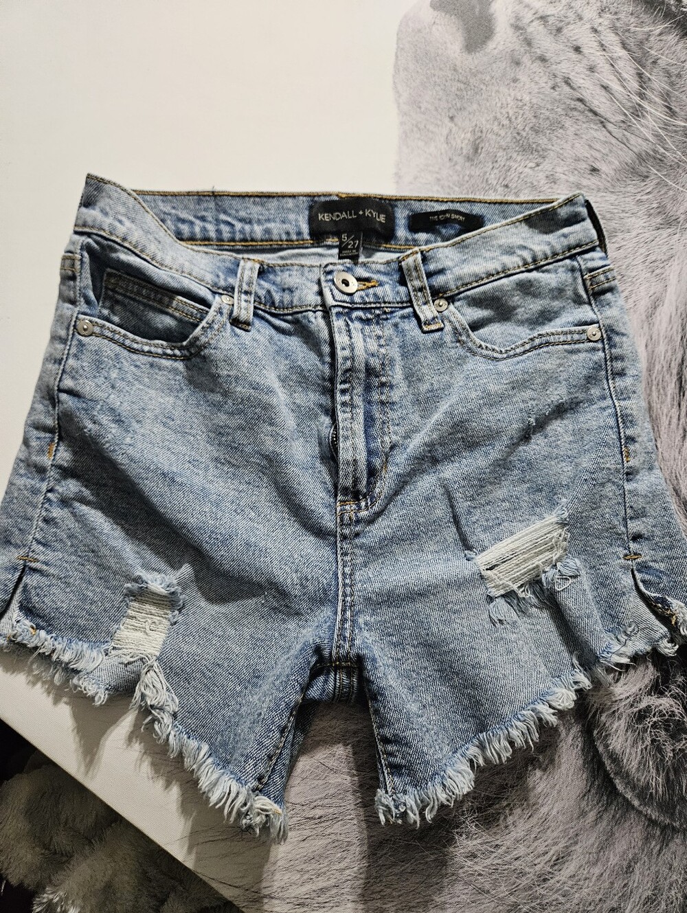 Kendall & Kylie Light Blue Distressed Denim Shorts